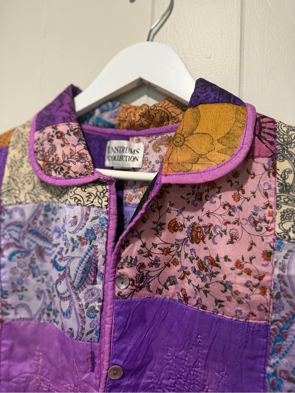 Tantrums Quilted Patchwork Vest in Purple, Pink & Gold - Picture 4 of 6